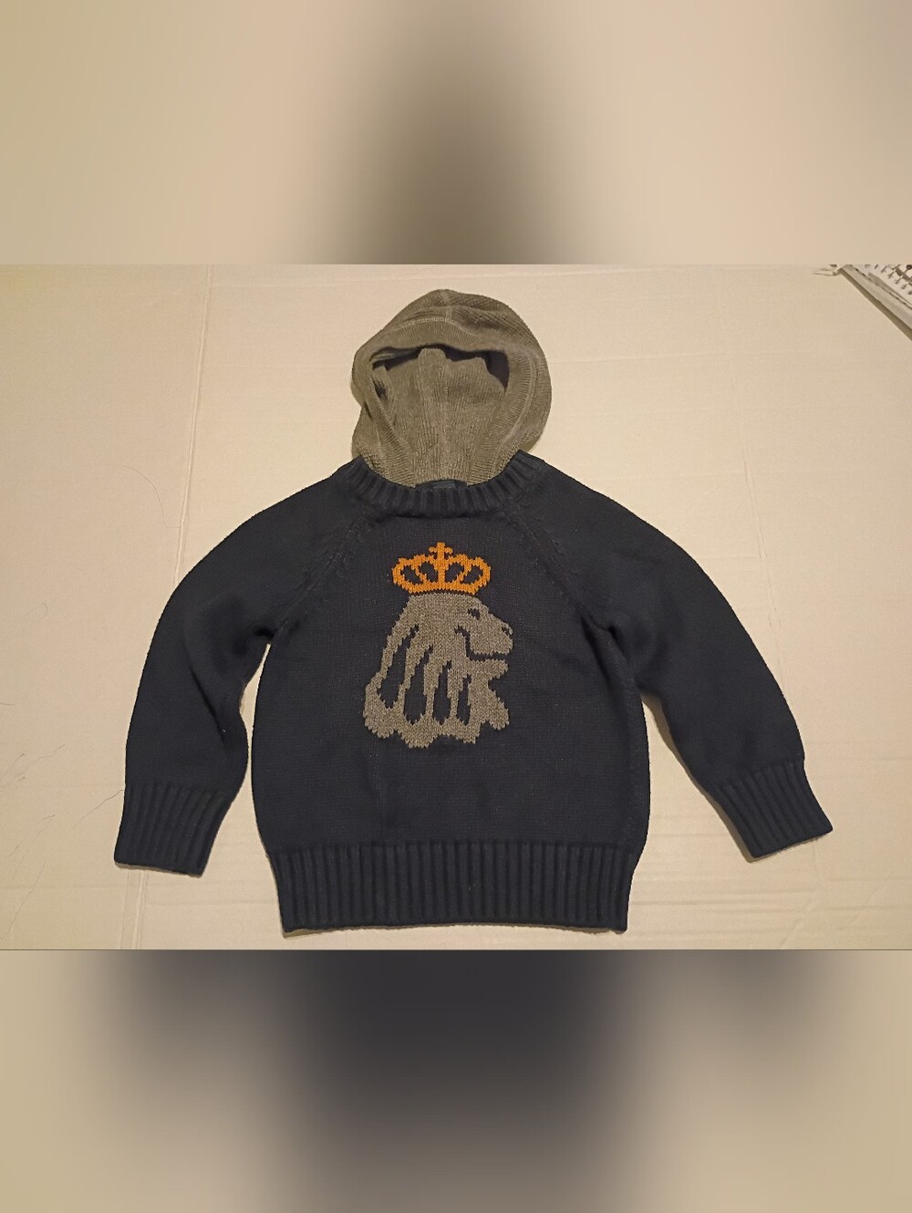 GAP Baby Gap Boys Navy Knit Hooded Sweater Sz 18-24 Months